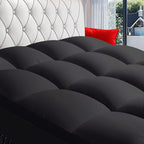 COONP Twin XL Mattress Topper, Extra Thick Pillowtop, Cooling Plush Mattress Pad Cover Bed Topper Protector with 8-21 Inch Deep Pocket (Black, Twin XL)