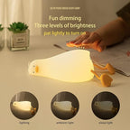 MUID Benson Lying Flat Duck Night Light, LED Squishy Duck Lamp, Cute Light Up Duck, Silicone Dimmable Nursery Nightlight, Rechargeable Bedside Touch Lamp for Breastfeeding, Finn The Duck.