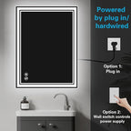 24 x 36'' LED Mirror for Bathroom Anti-Fog Dimmable 3 Colors Stepless Brightness