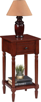 Convenience Concepts French Country Khloe 1 Drawer Accent End Table 14" - Traditional Farmhouse Side Table with Storage Drawer and Shelf for Living Room, Mahogany