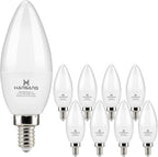 hansang 8 Pack E12 LED Candelabra Bulbs 2700K Warm White, 6W 60Watt Equivalent, B11 Ceiling Fan Light Bulbs Small Base, Type B Light Bulb for Chandelier, 600LM, 120V, Non-dimmable