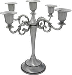Pewter Candle Holder，5 Arms Metal Candle Holders for Pillar Candles（10.6 inch Tall Candlestick Holders, for 1/2-1 inch Taper Candles,Centerpiece Elegant Decoration Piece for Table