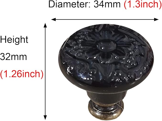 HUAMULAN 15 PCS Cabinet Knobs Glossy Ceramic Dresser Mushroom Table Drawer Cupboard Pull Furniture DIY Wardrobe Solid Color Vintage Handle,with 3 Size Mounting Screws