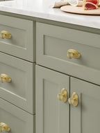 5 Pack Brushed Gold Cabinet Knobs with Base Brass Flat Drawer Pulls Kitchen Cupboard Bathroom Dresser Cabinet Hardware Handles Zinc Alloy