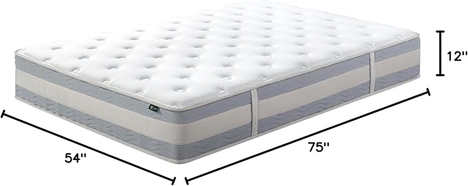 ZINUS 12 Inch Comfort Support Hybrid Mattress [New Version], Full, Fiberglass Free, Medium Plush, Motion Isolation, Certified Safe Foams & Fabric, Mattress in A Box