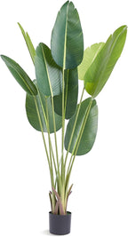 VEVOR Artificial Bird of Paradise Tree, 5 FT Tall Faux Plant, PE Material & Anti-Tip Tilt Protection Low-Maintenance Plant, Lifelike Green Fake Tree for Home Office Warehouse Decor Indoor Outdoor