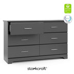Storkcraft Brookside 6-Drawer Dresser (Gray) – GREENGUARD Gold Certified, Gray Dresser for Bedroom, Kids & Nursery Storage Chest, Safety Interlocking Drawers, Pre-Installed Tracks, Kids Chest