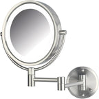 JERDON Wall-Mounted Makeup Mirror with Lights - Direct-Wired Lighted Makeup Mirror with 8X Magnification & Nickel Finish - Model HL88NLD