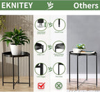 EKNITEY Small Side End Table - Metal Side Table Waterproof Small Sofa Coffee Side Tables Bedroom Indoor Outdoor with Removable Tray for Living Room Bedroom Balcony and Office