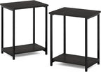 Furinno Simplistic Metal Frame End Table, 2-Pack, Espresso