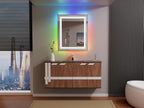 LED Mirror for Bathroom, 30"X36" with 8 RGB Backlit +3 Front Lit (Adjustable Individually), Anti-Fog, Lighted Bathroom Vanity Mirror for Wall, Shatterproof, Memory Function, Tempered Glass