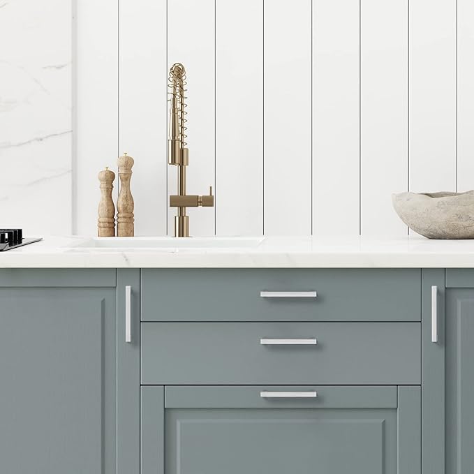 Ravinte 20 Pack Brushed Nickel Kitchen Cabinet Handles 5 Inch Cabinet Pulls Square Kitchen Hardware for Cabinet Drawer Pulls Drawer Handles Come with Screwdriver
