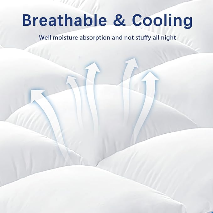 CYMULA Full Size Mattress Topper, Cooling Mattress Pad Cover Waterproof, Extra Thick Pillow Top Mattress Topper with 8-21 Inch Elasticated Pockets, Firm Plush Down Alternative Fill Mattress Protector