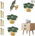 4 pcs Petal Knob Handle Unique Zinc Alloy Flower Shape Single Hole Knob Handle for Cabinets,Drawers, Wardrobes Furniture Decoration(Green (Gold Bottom))