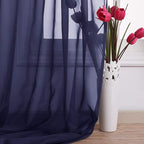 NICETOWN Dark Blue Sheer Window Scarves, Elegant Voile Sheer Window Dressings Sheer Curtains Multifunction for Kids Room/Party, 2 Panels, W60 x L216