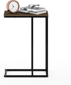 Furinno Camnus Modern Living C Shaped Sofa Side Table, 9.8 in x 17.9 in x 25 in, Columbia Walnut
