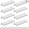 uxcell Cabinet Finger Edge Pull, 8pcs 120mm / 4.72" Aluminum Alloy Back Mount Hidden Cabinet Pulls Concealed Handle for Home Kitchen Drawer Cabinet, Silver