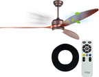 reiga 65 Inch Walnut Wood Ceiling Fan with Lights and Remote Control, Quiet Reverse DC Motor, High Airflow, Timer Function, and Built-in Air Purifier Coconut Carbon Pads for Home