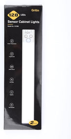 Gritin 14.7inch Under Cabinet Lighting Rechargeable - 128 LED Super Bright, 3-Color&5 Level Brightness, 4 Modes, Motion Sensor, Long Lasting-Easy Installation Magnetic Closet Lights - 2 Pack-Silver