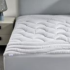 SLEEP ZONE King Size Cooling Mattress Pad, Premium Zoned Quilted Fitted Mattress Topper, Elastic Mattress Protector Cover, Machine Wash Durable, Deep Pocket 8-21 inch, Silver Grey, King
