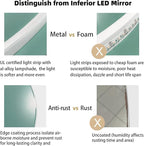 LED Bathroom Mirror with Lights 24x40, Stepless Dimmable Irregular Backlit Mirror with 3 Colors, Anti-Fog, Memory, Al-Alloy Lampshade, Frameless Smart Mirror for Bathroom (Horizontal/Vertical)