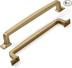 KHTUMEWARE 6-PACK 6-1/4Inch Cabinet Handles - Brushed Brass & Gold Pulls for Cabinets & Drawers