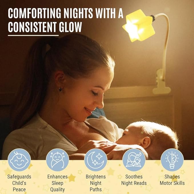 LED Clip On Star Light, Warm & Dimmable Desk Light, Reading Night lamp Newborn Essential for Bedside Bassinet, Nursery Decor, Ideal Baby Gift for Kids Visit The Store