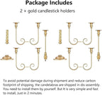 Metal Candelabra Gold Candle Stand 20in Tall, 5-Candle Candlestick Holder for Taper Candles, Candle Holder for Wedding Centerpiece Christmas Valentine Holiday Party Event Reception Decor, 2Pcs