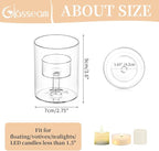 Glasseam Glass Tealight Candle Holder: Small Hurricane Cylinder Votive Holder Set of 6 Modern Table Centerpiece Wedding Christmas Party Decorations, 3.15
