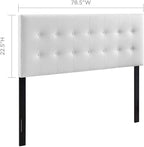 Modway Emily Tufted Button Faux Leather Upholstered King Headboard in White