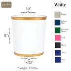 Jaye's Studio Mattie Decorative White and Gold Bathroom Trash Can, Metal Waste Basket Modern, Luxury Trash Bin for Bedroom, Dorm Room, Office Garbage Can, Oval Decorative Trash Bins (12" x 10" x 8")