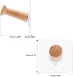 FOTYRIG Extra Long Adhesive Hat Hooks 10lb: No Drill Adhesive Hangers-Clear Wooden Mushroom Head, Holds Cowboy Fedora Baseball Caps Beret-8 Packs