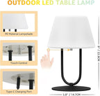 FUYO Outdoor Cordless Table lamp Rechargeable, Portable Dimmable Night Lights, Water-Resistant Shower Lamps, Touch Bedside Lamp for Patio/Bedroom/Living Room/Indoor/Restaurant(Black)