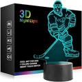 Hockey Player 3D Night Light Lamps for Kids 7 LED Color Changing Touch Table Desk Lamps Lighting Cool Toys Gifts Birthday Xmas Decoration for Sports Hockey Fan