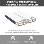 Nutan, 4-Inch Sturdy Wood Box Spring for Mattress Support - Durable and Fully Assembled, Natural Wood Foundation for Queen, Gray