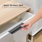 Ravinte Hardware 6 Pack Black Cabinet Handles, 5 Inch (128mm) Finger Edge Pulls, 4 Inch Hole Center, Finger Pulls for Cabinets