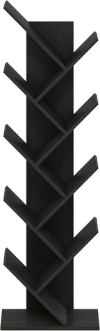 Furinno Bookshelf 9-Tier Floor Standing Tree Bookcase, Espresso