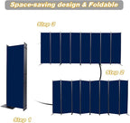 Room Divider, 8 Panel Folding Privacy Screens with Wider Support Feet, 6 Ft Portable Room Partition for Room Separator, 176" W X 71" H, Navy Blue