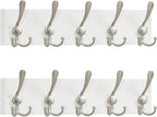 SKOLOO Creations White Solid Wood Wall Mounted Coat Rack, 5 Hooks, 17" Long - Kitchen, Mudroom, Entryway, Bathroom - Includes Mounting Hardware, Wall Coat Hanger, Towel Rack, Pack of 2