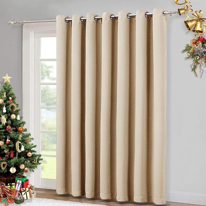 NICETOWN Room Divider Curtain Screen Partitions, Basement Hospital Medical Clinic Spa Lab Cubicle Curtain Divider Privacy Screen, Patio Door Curtain (Biscotti Beige, 1 Panel, 12.5ft Wide x 8ft Long)