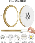 zemty 2Pack LED Ceiling Light Golden - 12In 28W Aureate Flush Mount Ceiling Light, 3 Color Temperature 3000K/4500K/6000K - 3200lm Gilded Round Flat Light Fixture for Kitchen Bathroom Shower