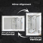 Fab Glass and Mirror Dimmable Lighted Bathroom Wall Vanity with Anti-Fog and Adjustable Colors Rectangular Frameless LED Mirror 40L X 18W Clear