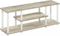 Furinno Turn-N-Tube No Tools 3D 3-Tier Entertainment TV Stand up to 50 inch TV, Round Tubes, Oak