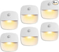AMIR Upgraded Indoor Motion Sensor Light with PIR Technology - Battery-Powered Wall & Cabinet LED Night Light for Hallway, Bathroom, Kitchen, Stairs (Warm White, 6-Pack)