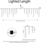 Brightown Christmas Icicle Lights Outdoor, 66 Feet 138 Drops with 736 LED, 8 Modes Waterproof Connectable Twinkle Fairy String Light for Christmas Thanksgiving Hanging Icicles (Pure White)
