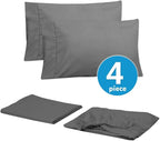 Twin XL Size Bed Sheets - 4 Piece 1500 Supreme Collection Fine Brushed Microfiber Deep Pocket Twin X-Large Sheet Set Bedding - 1 EXTRA PILLOW CASES, GREAT VALUE, Twin XL, Gray