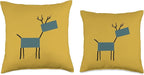 Cute Scandinavian Animals Designs Chic Deer Moose Scandinavian Elk Minimalism Reindeer Throw Pillow, 18x18, Multicolor