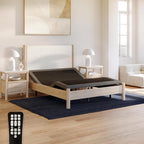 Upholstered Adjustable Bed Base 2.0 with Upgraded Motors, Massage, Wireless Remote, USB Port-Ergonomic Head and Foot Inclines, Queen