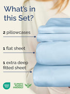 Extra Deep Twin XL Sheet Set - 4 Piece Breathable and Cooling Sheets - Hotel Luxury Bed Sheets Set - Easy Fit - Soft, Wrinkle Free and Comfy Sheets Set - Light Blue Sheet Set with Extra Deep Pockets