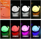 Cute Whale Night Light for Kids,Kawaii Baby Night Light with 7 LED Colors Changing,Tap Control Nursery Squishy Night Lamp,USB Rechargeable,Birthday Gifts for Baby,Girls,Boys,Toddler,Children